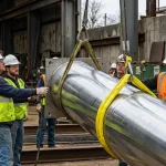 подъём металлической колонны